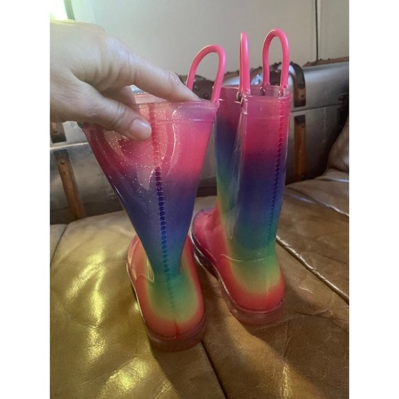 Rain Boots rainbow light up rainboots kids child size 2 - Picture 8 of 10